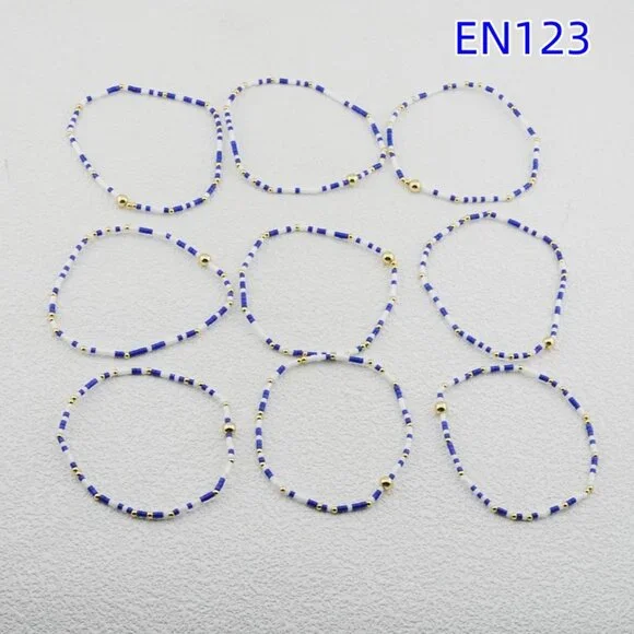 Enewton Purple & White Mixed Glass Bead Bracelet Set